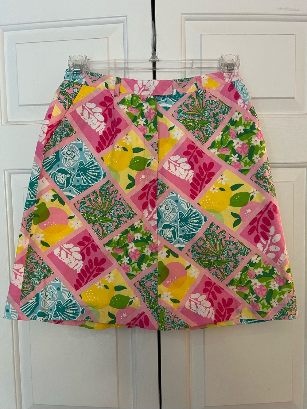 Lilly Pulitzer Vintage White Label Floral Patchwork A-Line Skirt Size 8